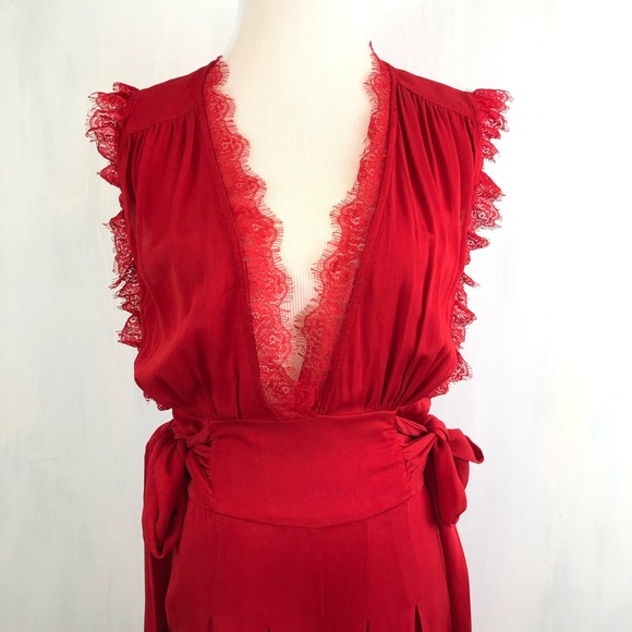 Free People CEM Red V-neck Jumpsuit 0 - Picture 2 of 8